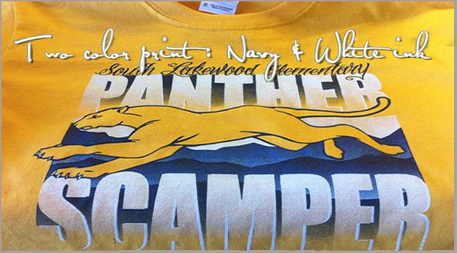 Screen printing a design on a yellow T-shirt
