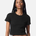 View image 4 of American Apparel Women's Baby Rib Fitted Cropped Tee