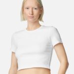 View image 1 of American Apparel Women's Baby Rib Fitted Cropped Tee