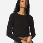 View image 4 of American Apparel Women's Baby Rib Long Sleeve Fitted Tee