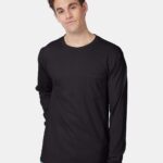 View image 4 of Hanes Unisex Authentic Long Sleeve Pocket T-Shirt