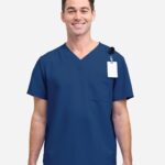 View image 1 of Hanes Men's V-Neck 1 Pocket Scrub Top