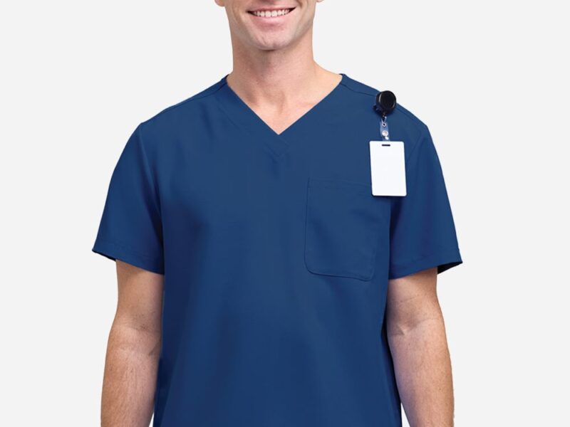 Hanes Men's V-Neck 1 Pocket Scrub Top