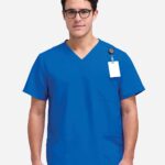 View image 1 of Hanes Men's V-Neck 3 Pocket Scrub Top