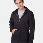 View image 4 of Hanes Unisex EcoSmart® Full-Zip Hooded Sweatshirt