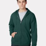 View image 1 of Hanes Unisex EcoSmart® Full-Zip Hooded Sweatshirt