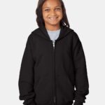 View image 4 of Hanes Youth EcoSmart® Full-Zip Hooded Sweatshirt