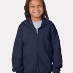View image 1 of Hanes Youth EcoSmart® Full-Zip Hooded Sweatshirt